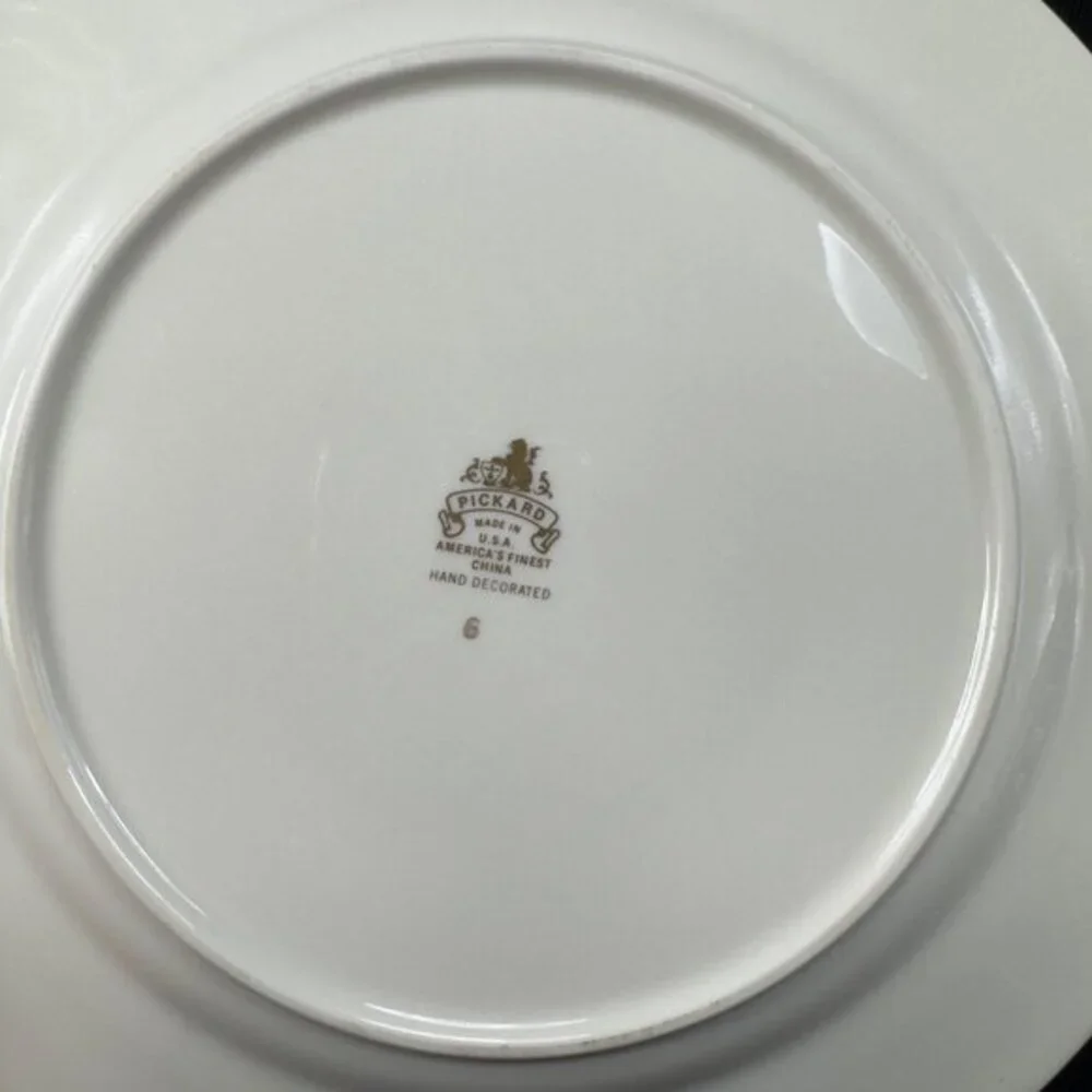 Vintage Pickard Fine Porcelain Dish‎ Plate Gold Trim Scarecrow Scene 9inch Plate